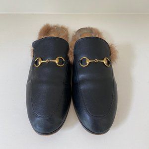 Women's Gucci Princetown Horsebit-detailed Fur-lined Leather Slide Size 42 / 11